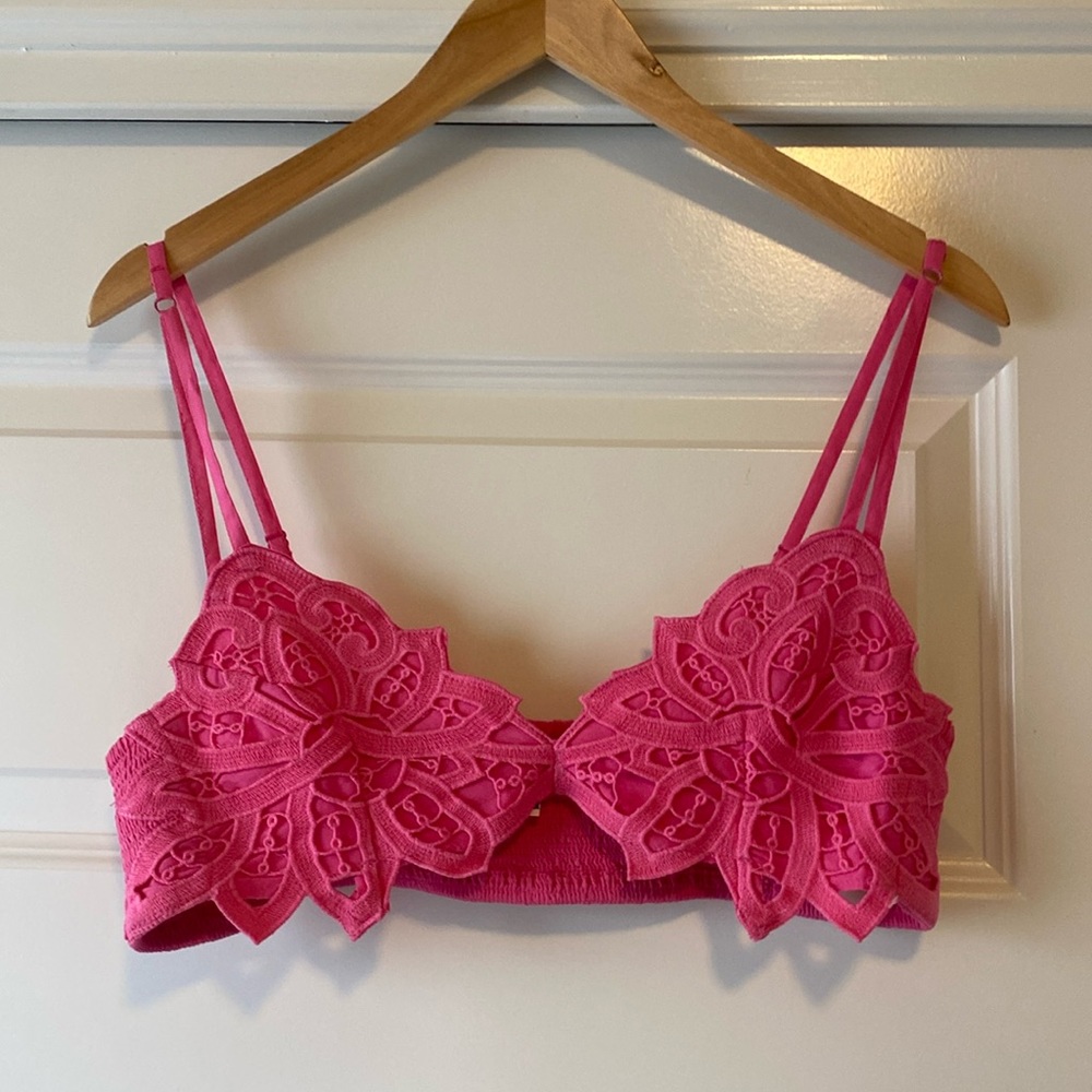 Intimately Free People Bali Soleil Bralette Cropped Top Floral Smocked L - Picture 4 of 7